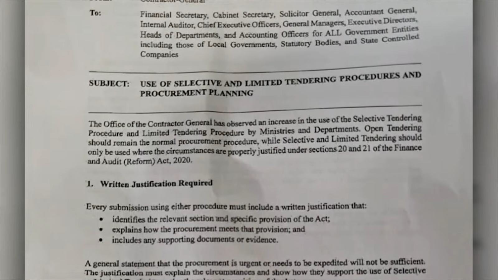 Contractor general procurement letter to CEO's